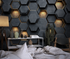 Gamer Hexagonal Wallpaper Black and Gold | Murals Wallpaper