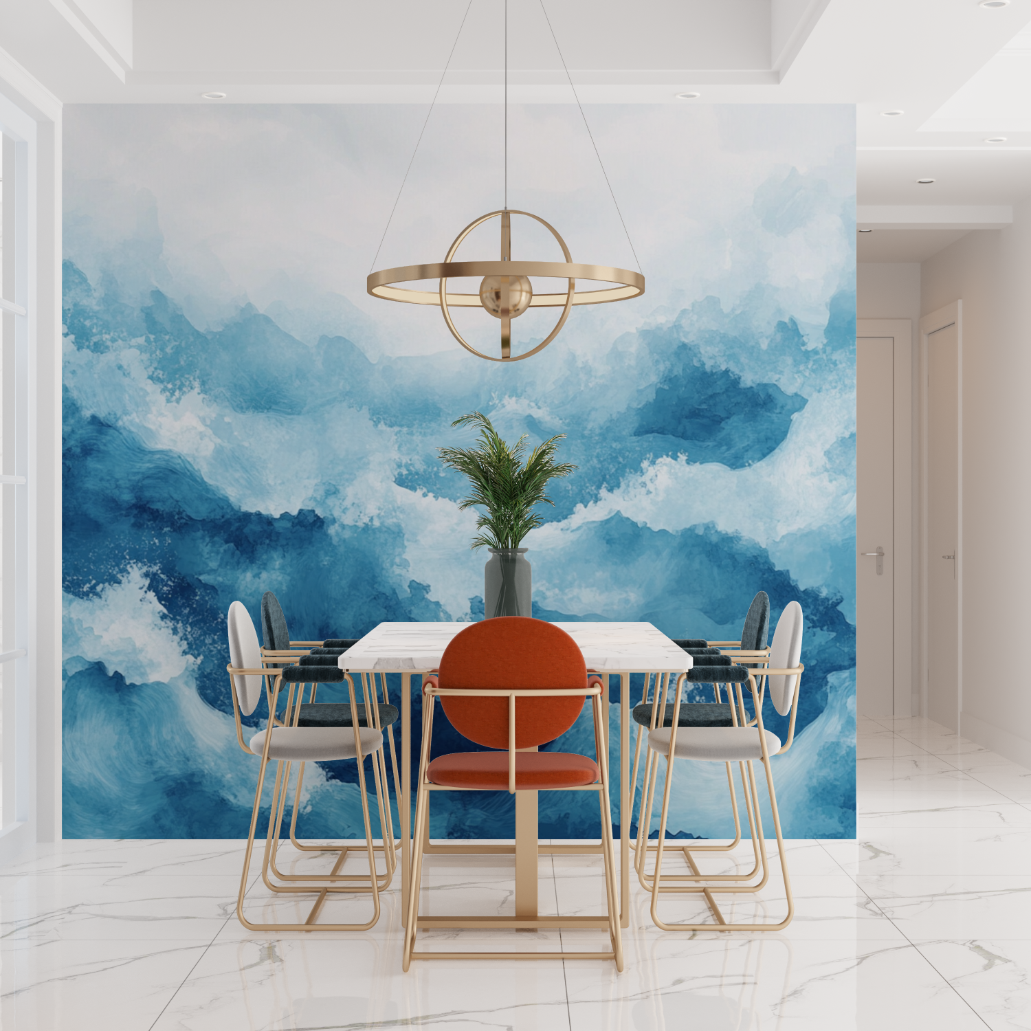 Dynamic Large Wave Watercolor Wallpaper | Murals Wallpaper