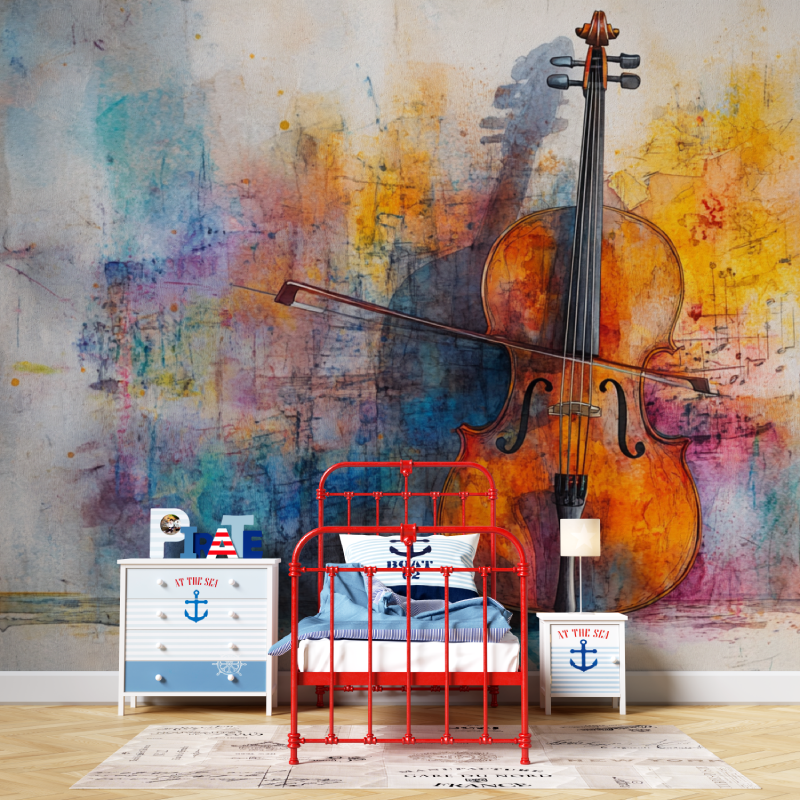 Colored Violin Wallpaper | Murals Wallpaper