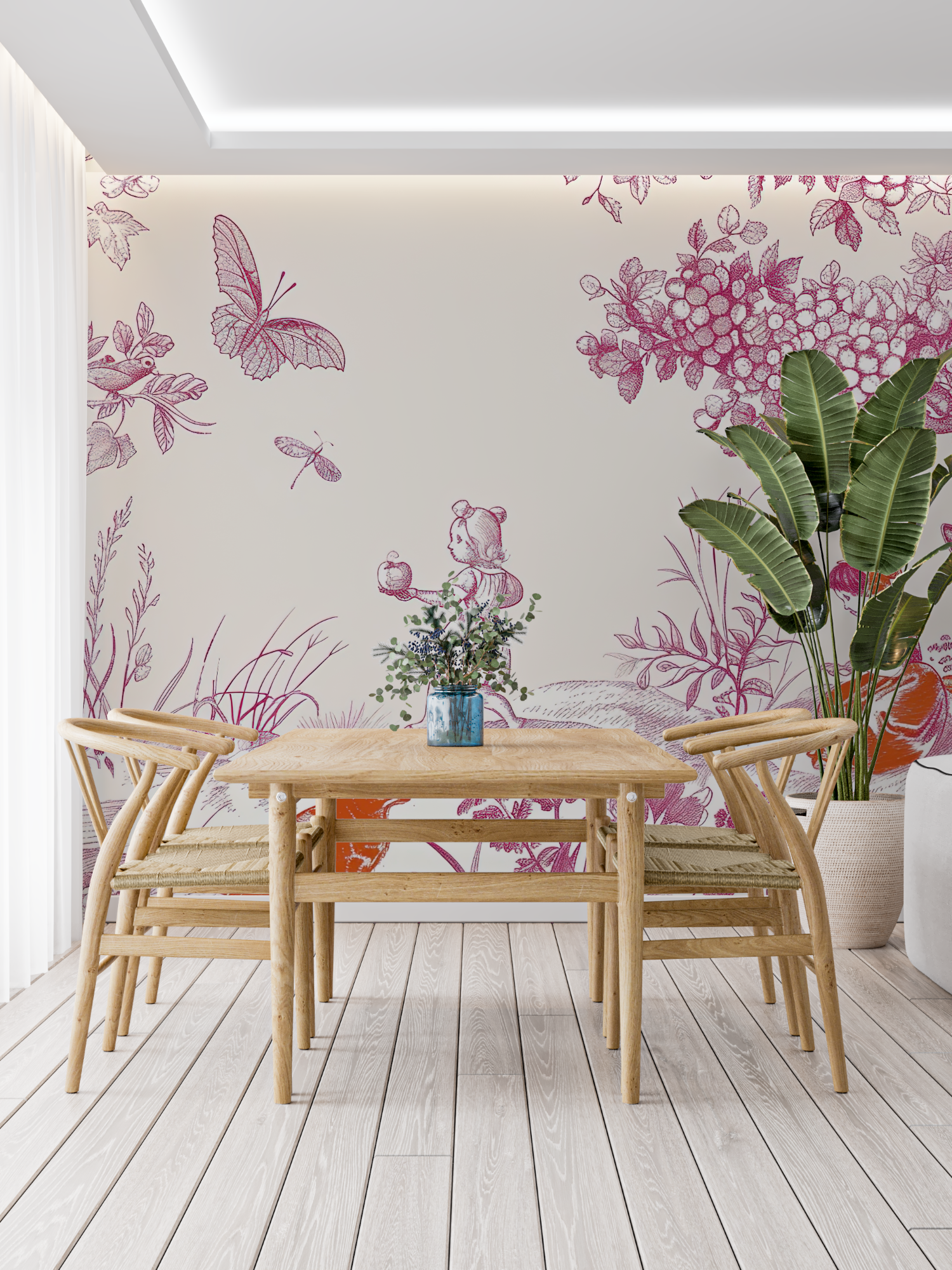 Childrens' Pink Toile Wallpaper | Murals Wallpaper
