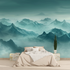 Custom Wallpaper Mountain Mist Turquoise | Murals Wallpaper