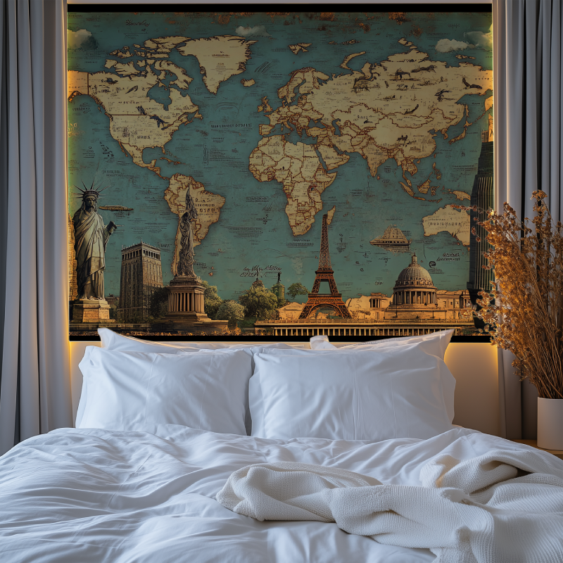 Papier peint carte du monde vintage chambre premium