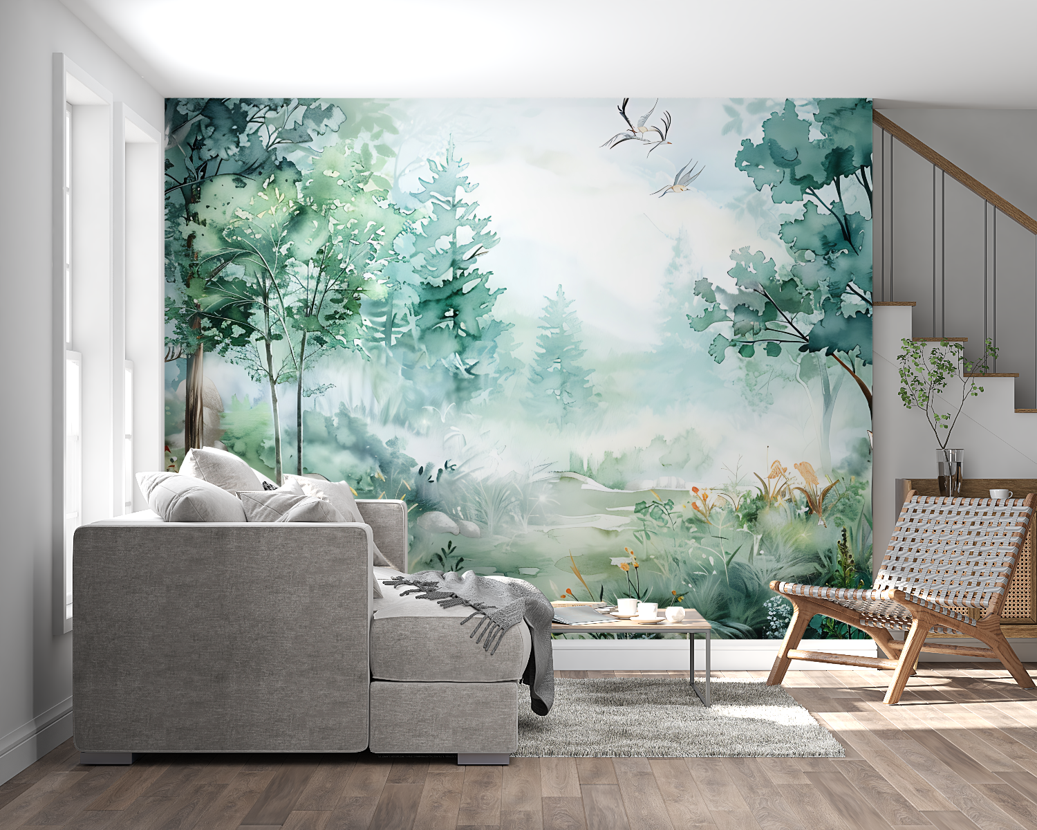 Watercolor Forest Wallpaper | Murals Wallpaper
