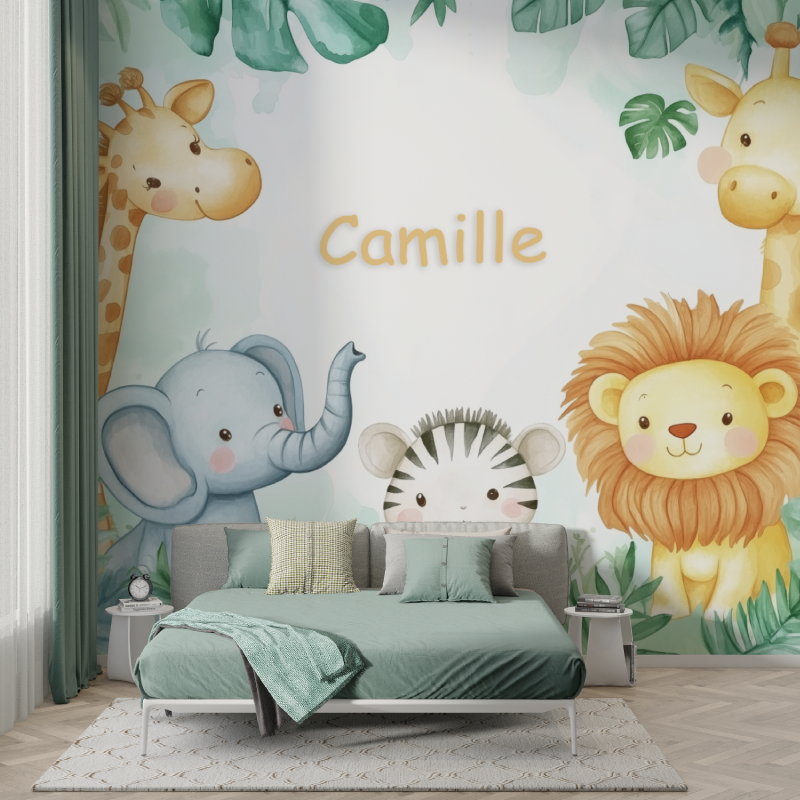 Watercolor Animals Name Wallpaper | Murals Wallpaper