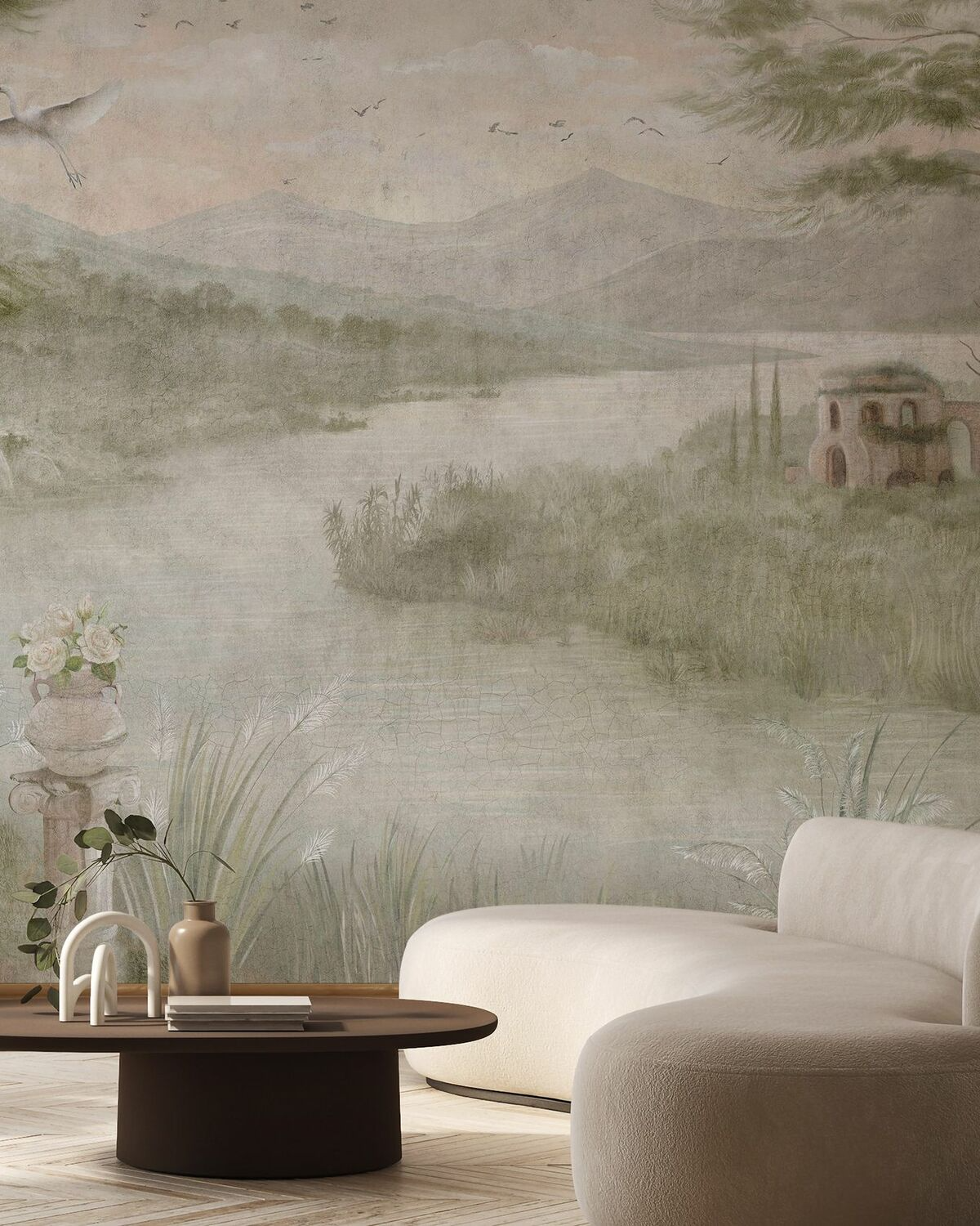 Aquarel Vintage Vallei Behang Behang