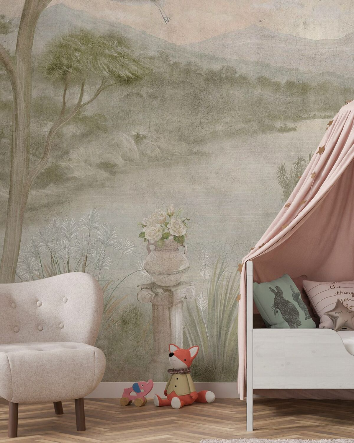 Aquarel Vintage Vallei Behang Behang