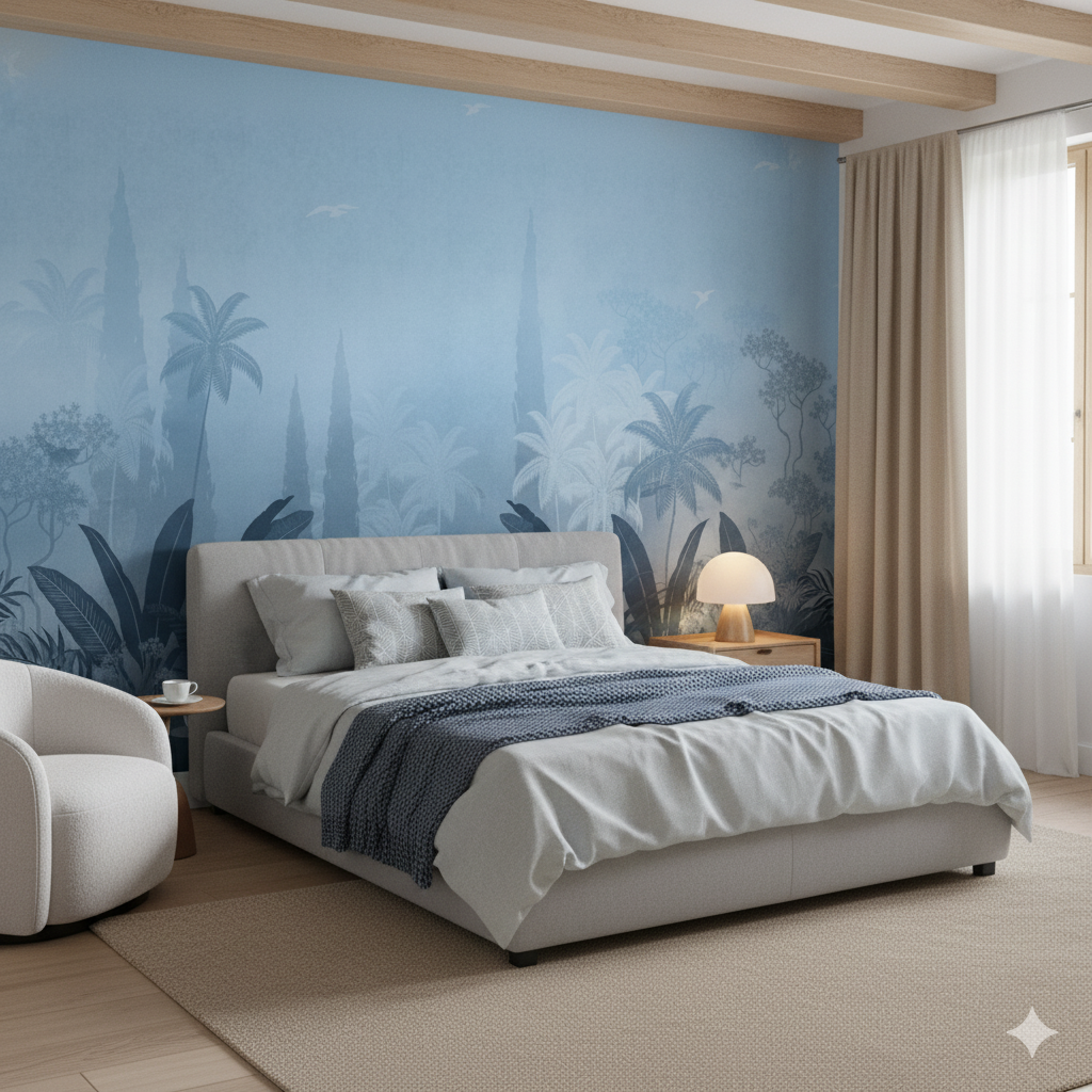 Blue Mystic Jungle Mural Wallpaper