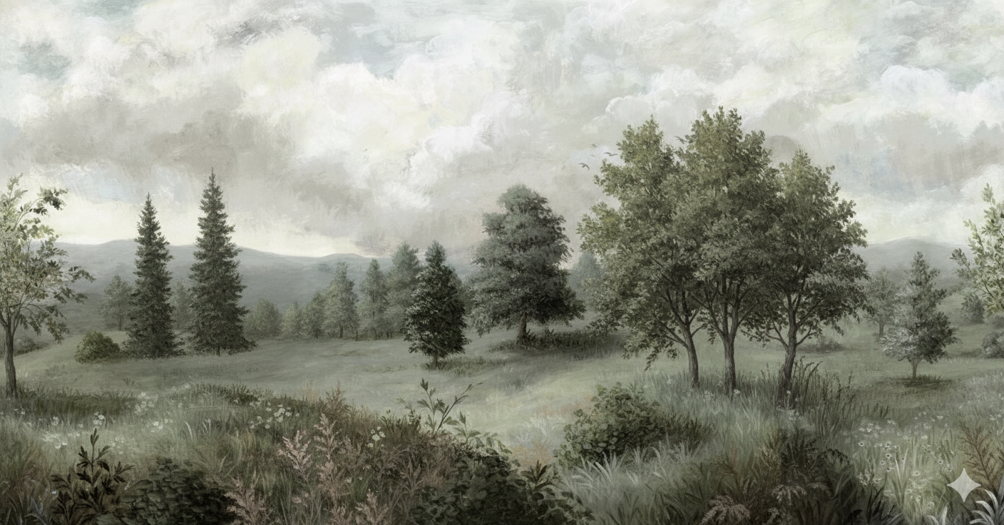 Countryside Landscape Pano Mural Wallpaper