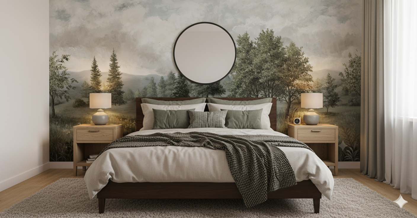 Countryside Landscape Pano Mural Wallpaper
