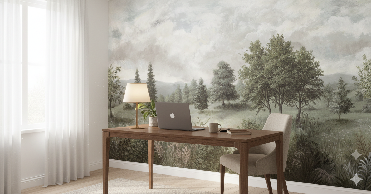 Countryside Landscape Pano Mural Wallpaper