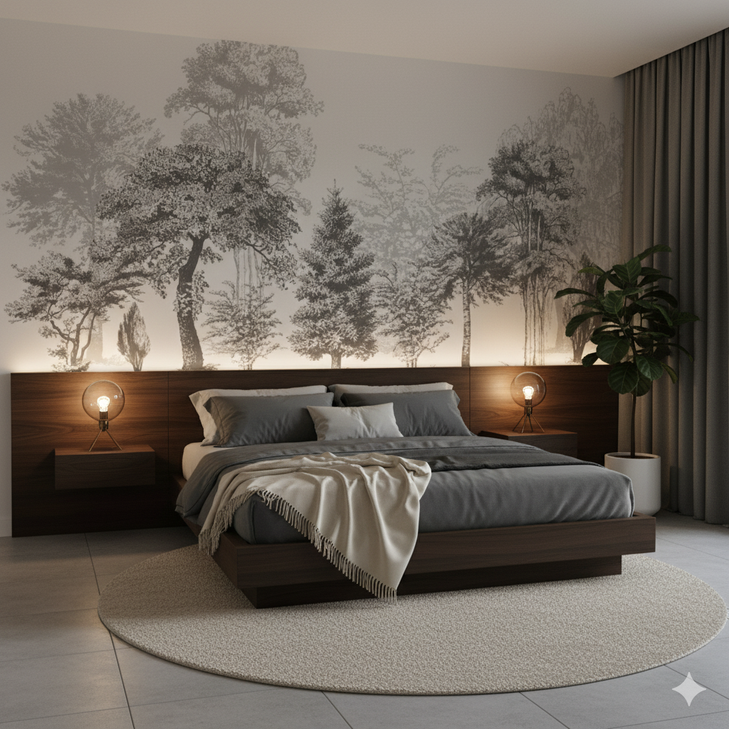 Vintage Tree Black & White Mural Wallpaper