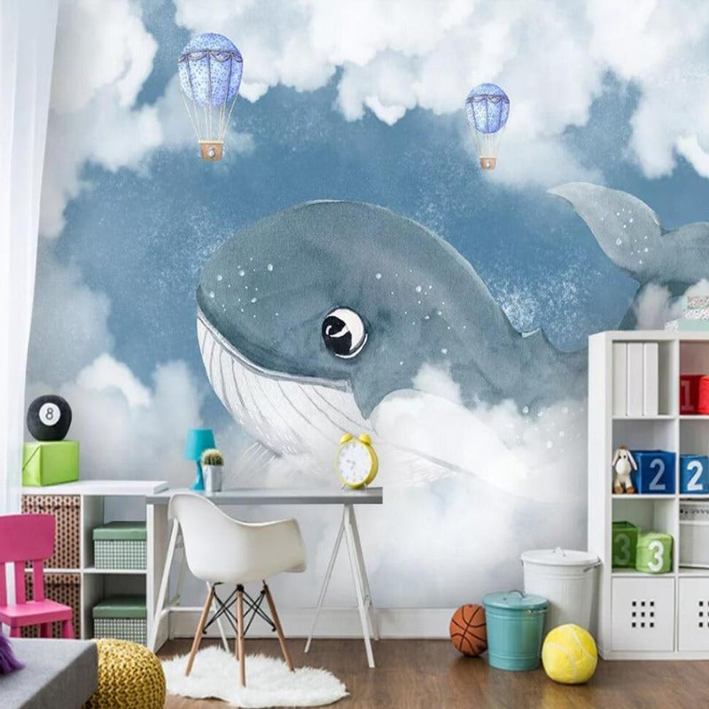 Marine Wallpaper <br/> Cotton Cloud Whale | Murals Wallpaper