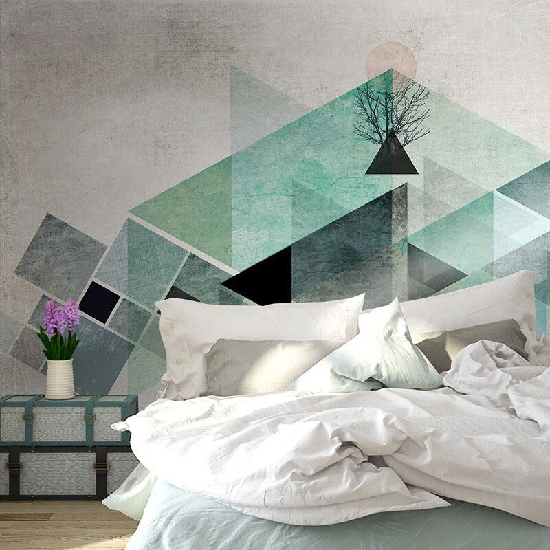 Scandinavian Blue Triangle Wallpaper | Murals Wallpaper