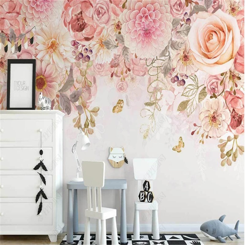 Pink Floral Wallpaper Mural | Murals Wallpaper