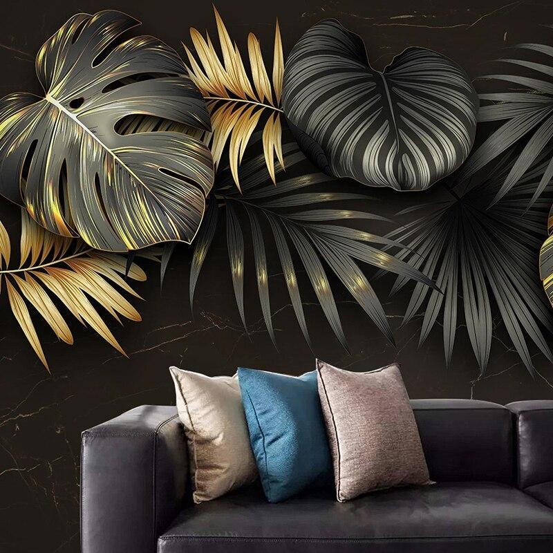 Black and Gold Tropical Wallpaper | Murals Wallpaper