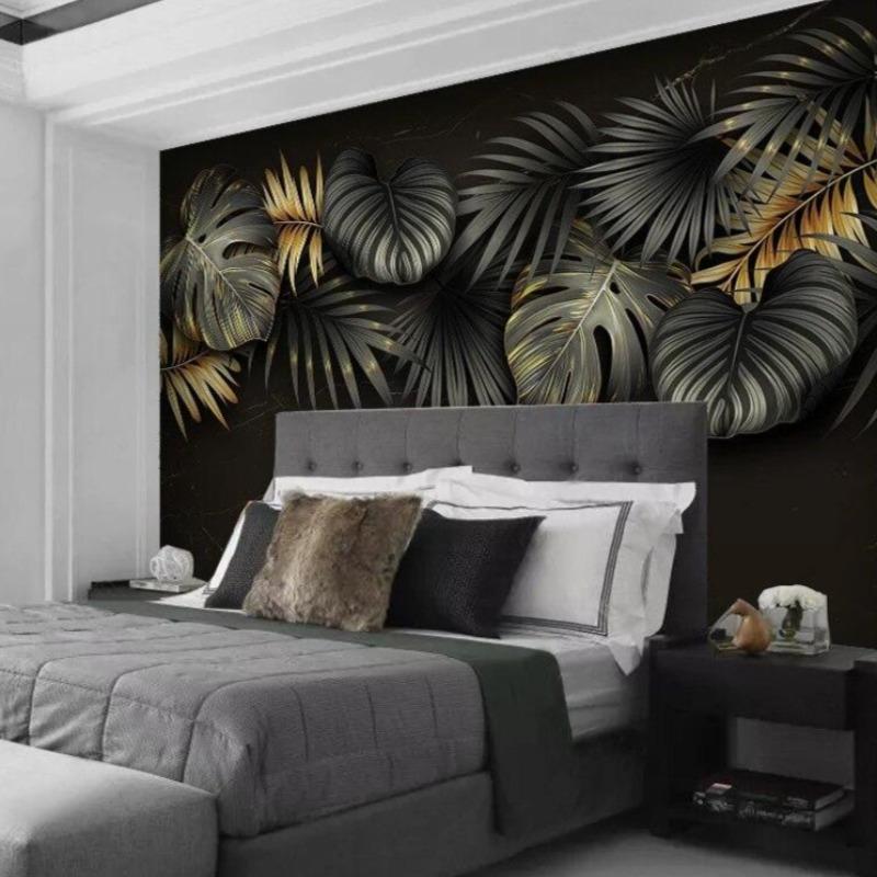 Black and Gold Tropical Wallpaper | Murals Wallpaper