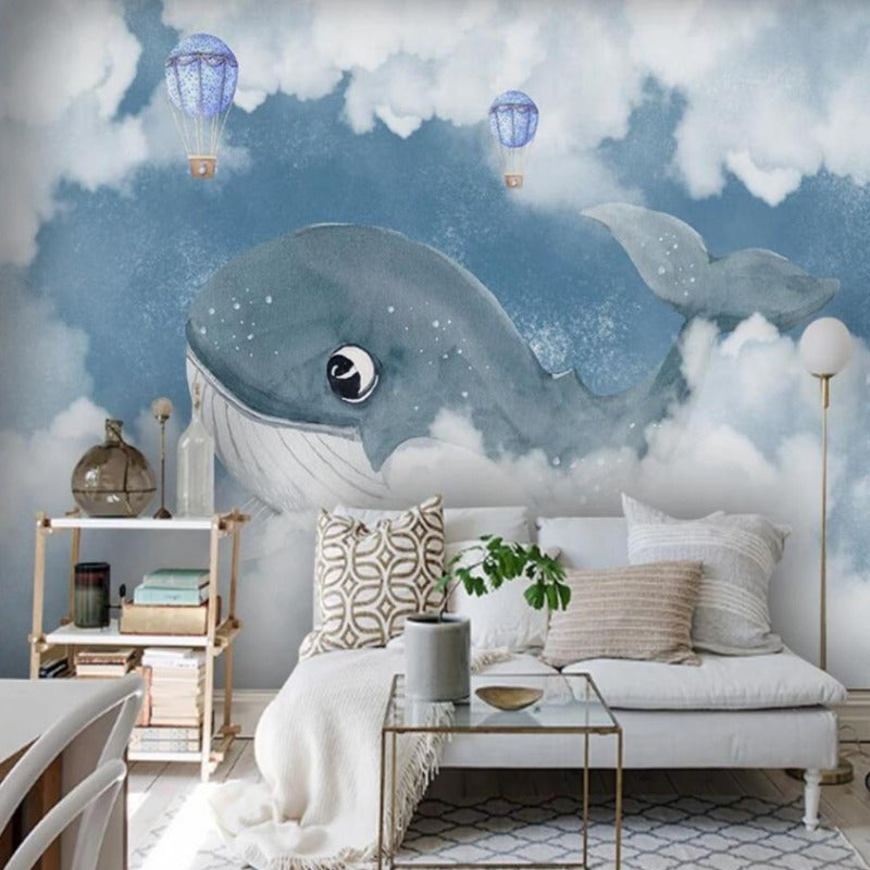 Marine Wallpaper <br/> Cotton Cloud Whale | Murals Wallpaper