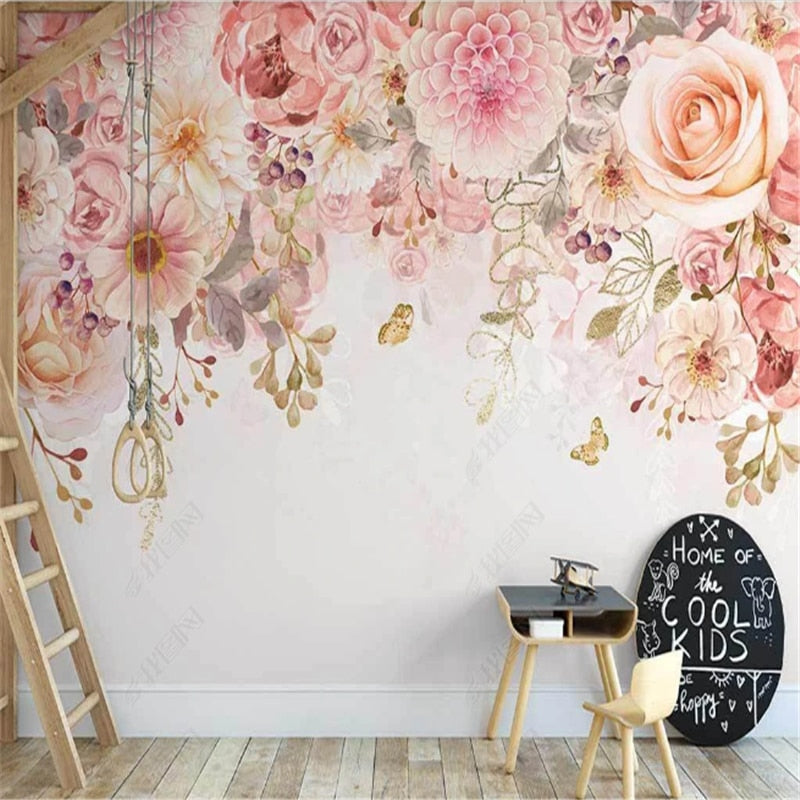 Pink Floral Wallpaper Mural | Murals Wallpaper