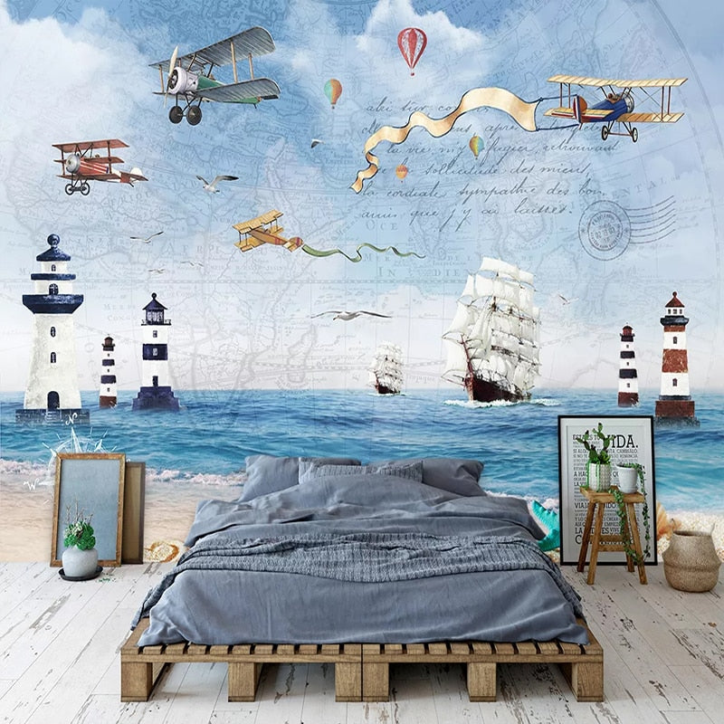 Airplane Wallpaper <br/> Beach and Nautical | Murals Wallpaper
