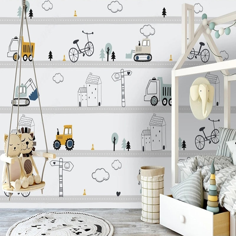 Classic Boy Wallpaper <br/> Tractor Pattern | Murals Wallpaper
