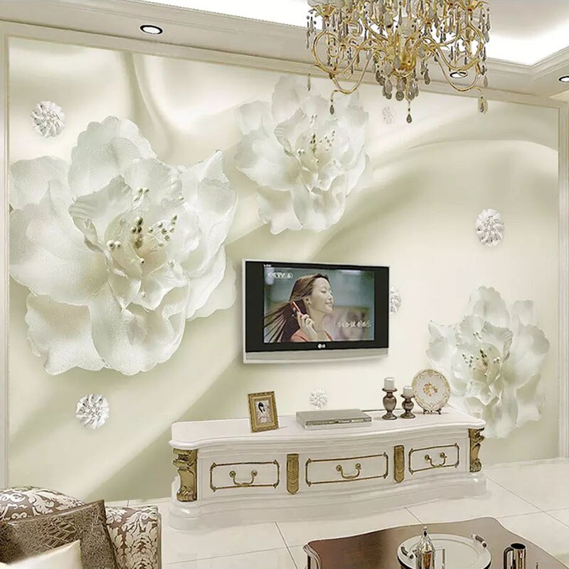 Large White Floral Wallpaper | Murals Wallpaper