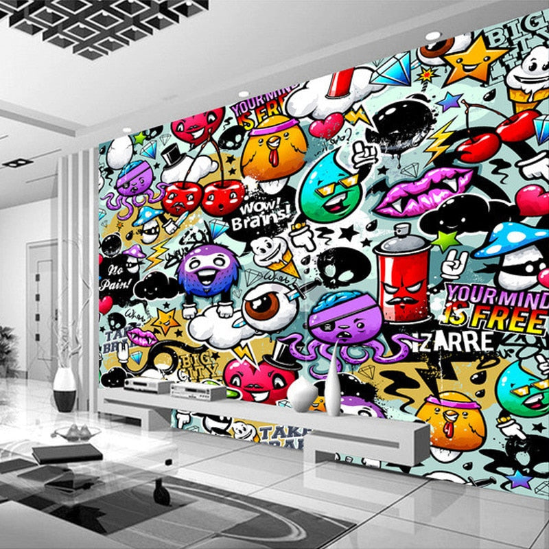 Custom 3D Colorful Graffiti Mural Wallpaper - Retro Modern Style - Children's Room, Living Room, KTV, Bedroom Backdrop Wallpaper | Murals Wallpaper
