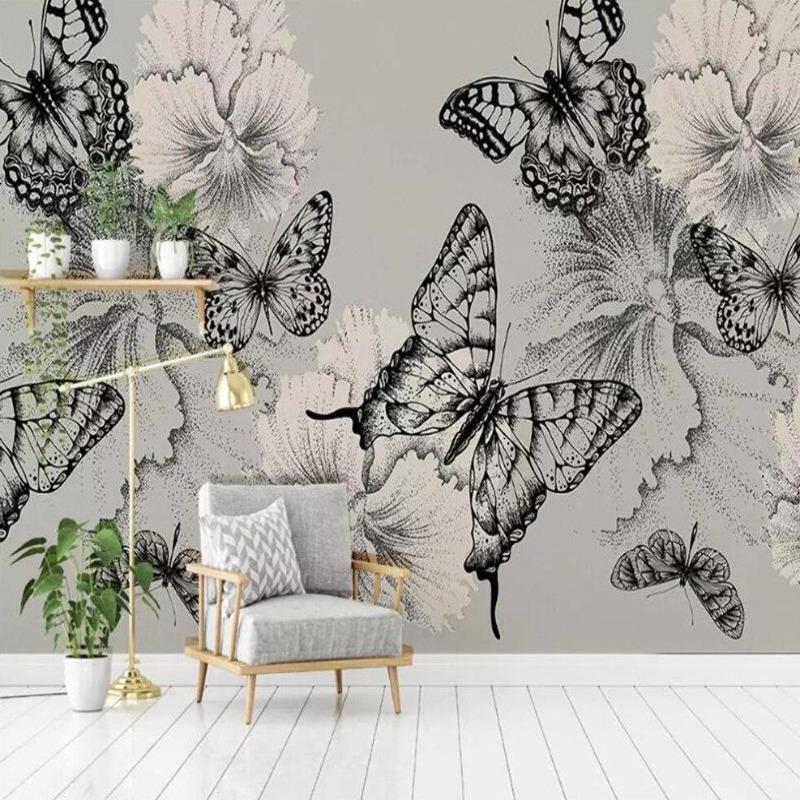 Black and White Butterfly Wallpaper | Murals Wallpaper