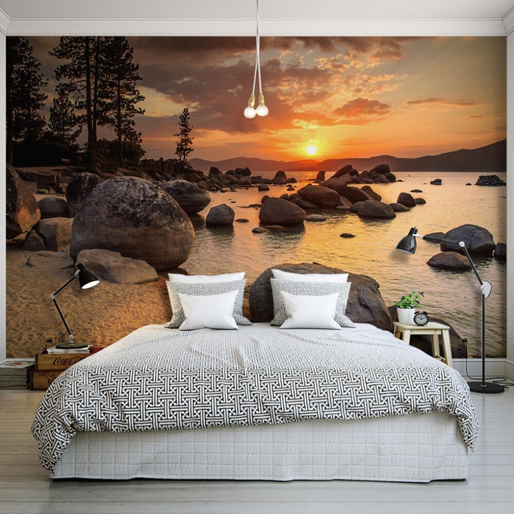 High Quality 3D Custom Wallpaper HD Dusk Beach View Wall Decor Wall Decals Living Room Bedroom Backdrop Murals | Murals Wallpaper