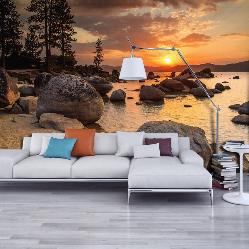 High Quality 3D Custom Wallpaper HD Dusk Beach View Wall Decor Wall Decals Living Room Bedroom Backdrop Murals | Murals Wallpaper