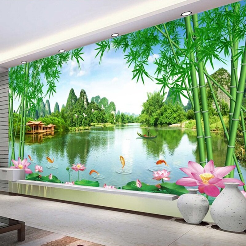 Custom Wall Mural Wallpaper Mountain Water Natural Landscape Photo Background Wall Murals Living Room Sofa TV Backdrop Paper 3D | Murals Wallpaper