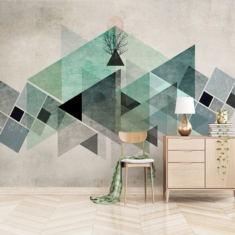 Scandinavian Blue Triangle Wallpaper | Murals Wallpaper