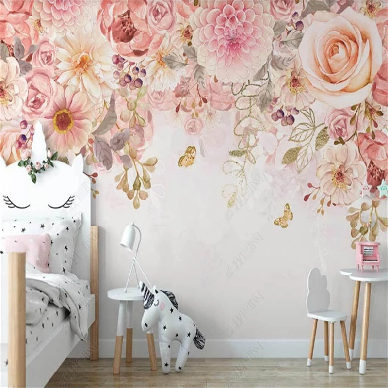 Pink Floral Wallpaper Mural | Murals Wallpaper