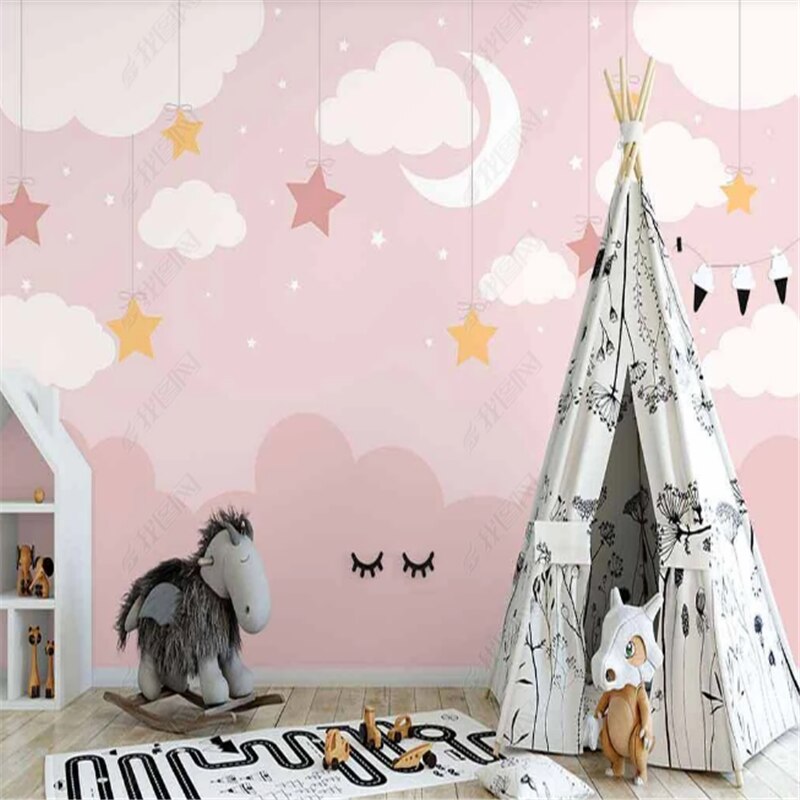 Star Wallpaper <br/> Star and Pink Cloud Girl | Murals Wallpaper
