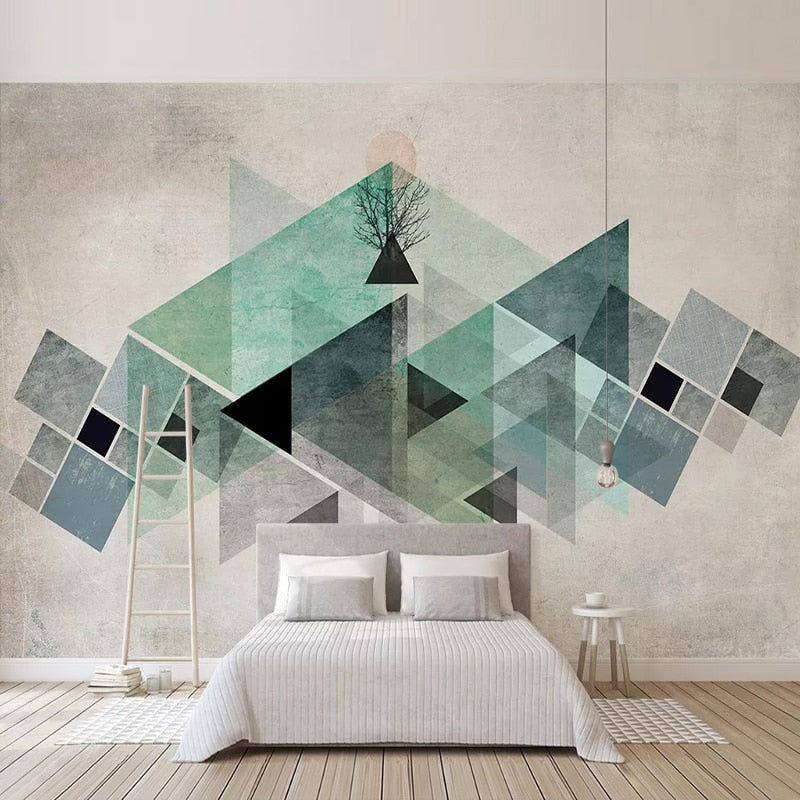 Scandinavian Blue Triangle Wallpaper | Murals Wallpaper