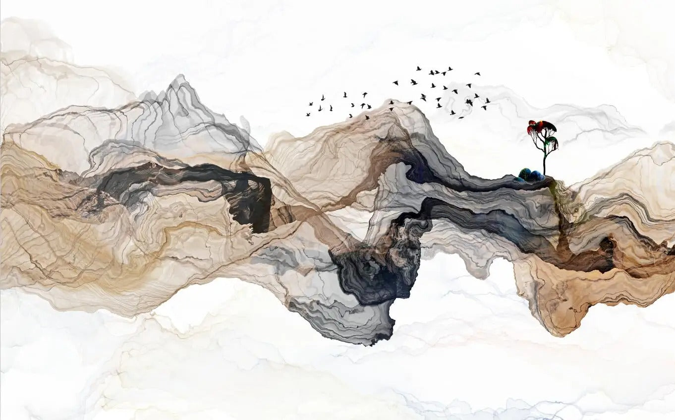Watercolor Design Mountain Mural Wallpaper