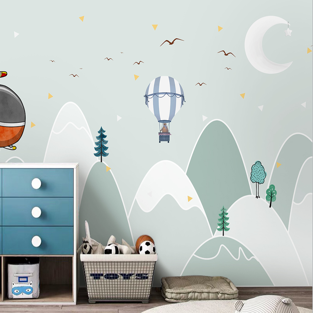 Classic Boy Wallpaper <br/> Mint Green Mountains | Murals Wallpaper