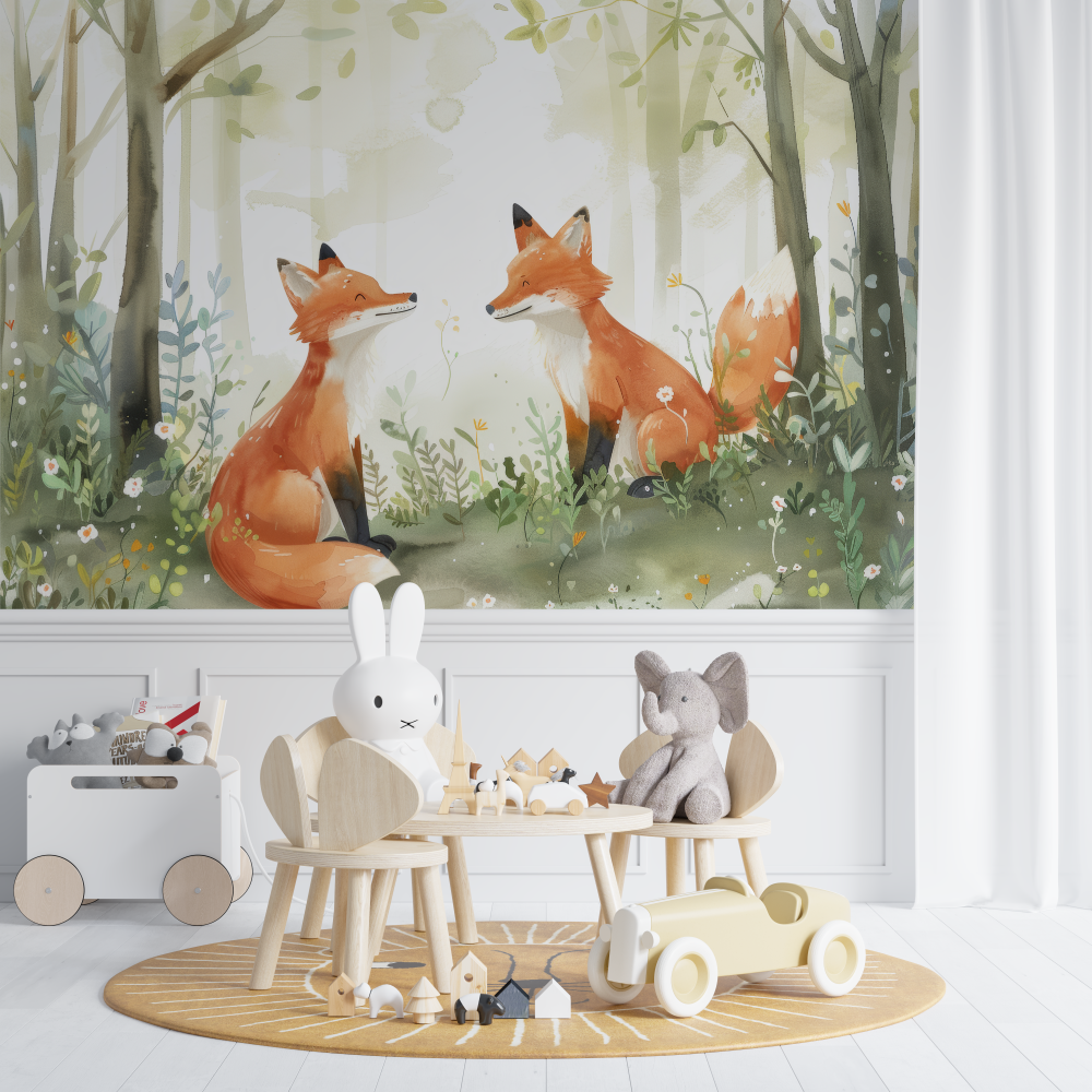 Forest Green Fox Wallpaper | Murals Wallpaper