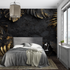 Black and Gold Leaf Mural Wallpaper for Teens | Murals Wallpaper