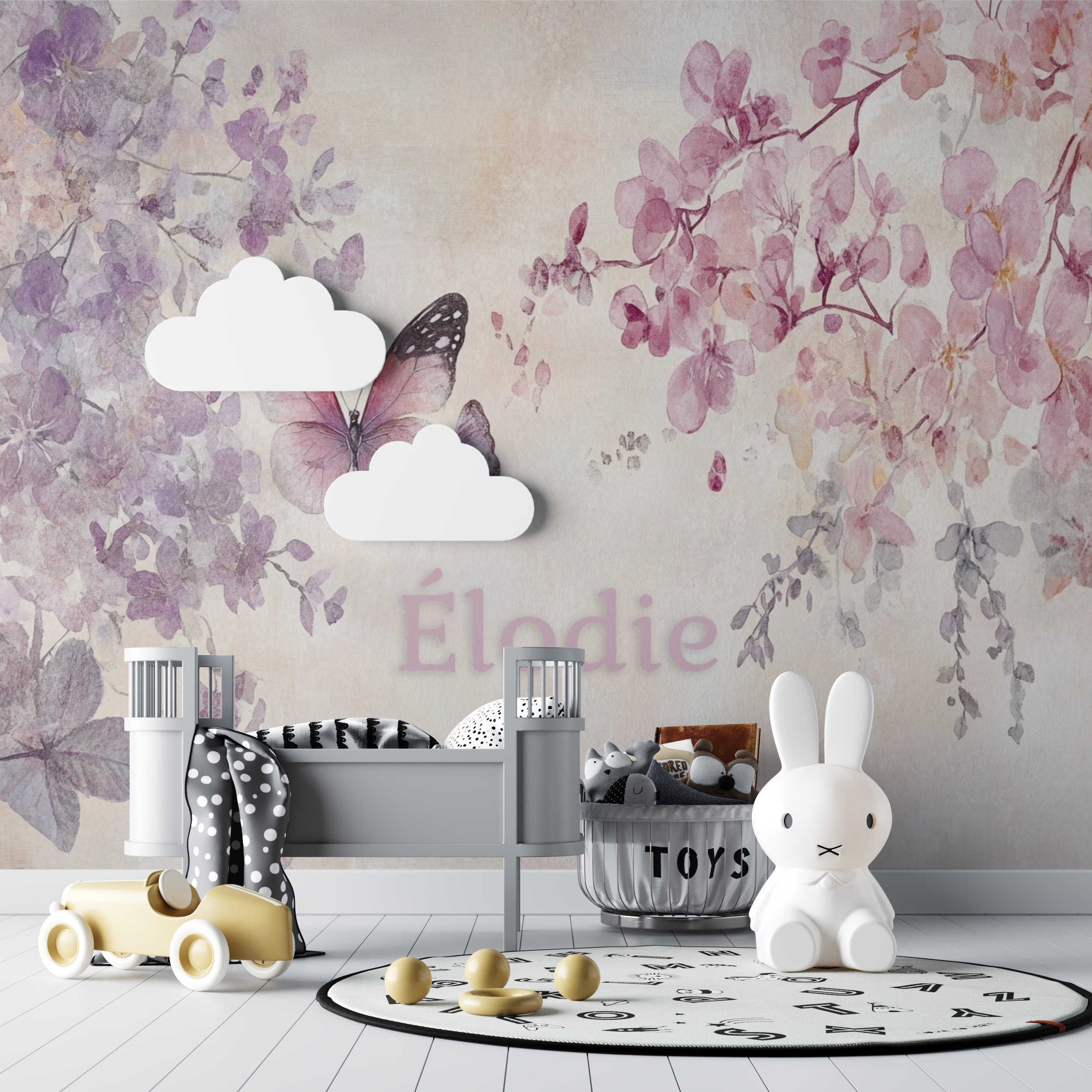 Name Wallpaper Pink Butterflies | Murals Wallpaper