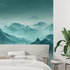 Custom Wallpaper Mountain Mist Turquoise | Murals Wallpaper