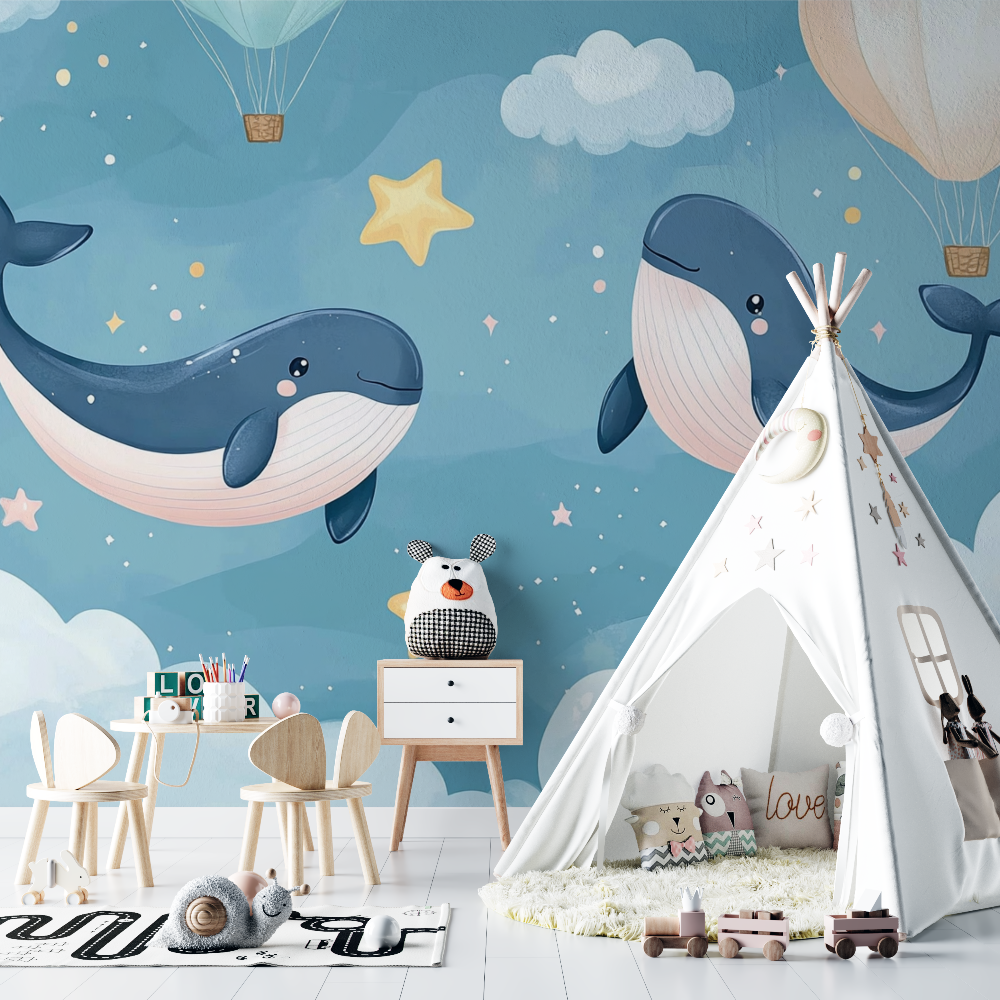 Marine Duo Whale Cloud Wallpaper | Murals Wallpaper