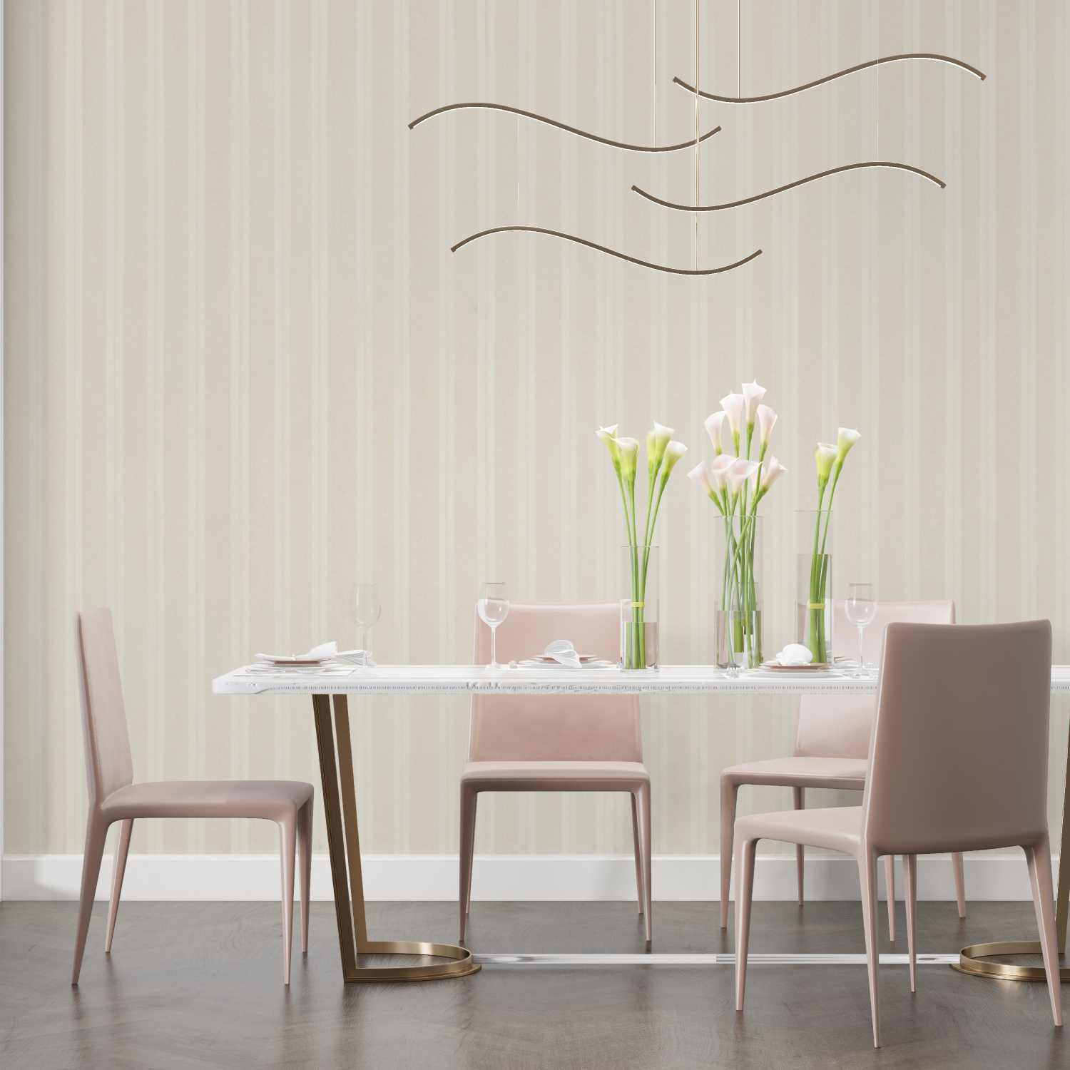 Tapete Cocooning Rayures Beiges Subtiles Salon