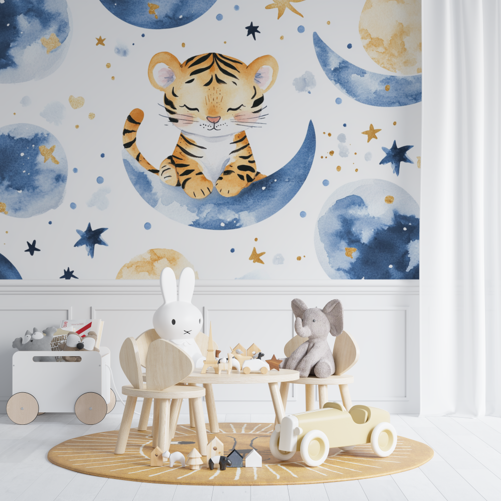 Tiger and Moon Wallpaper | Murals Wallpaper