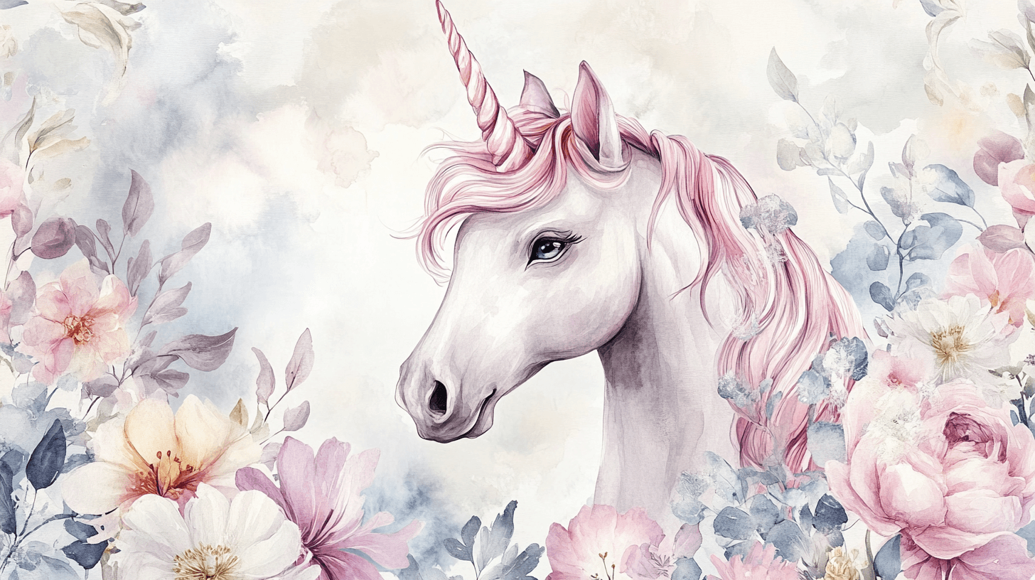 Unicorn Floral Wall Mural Wallpaper | Murals Wallpaper