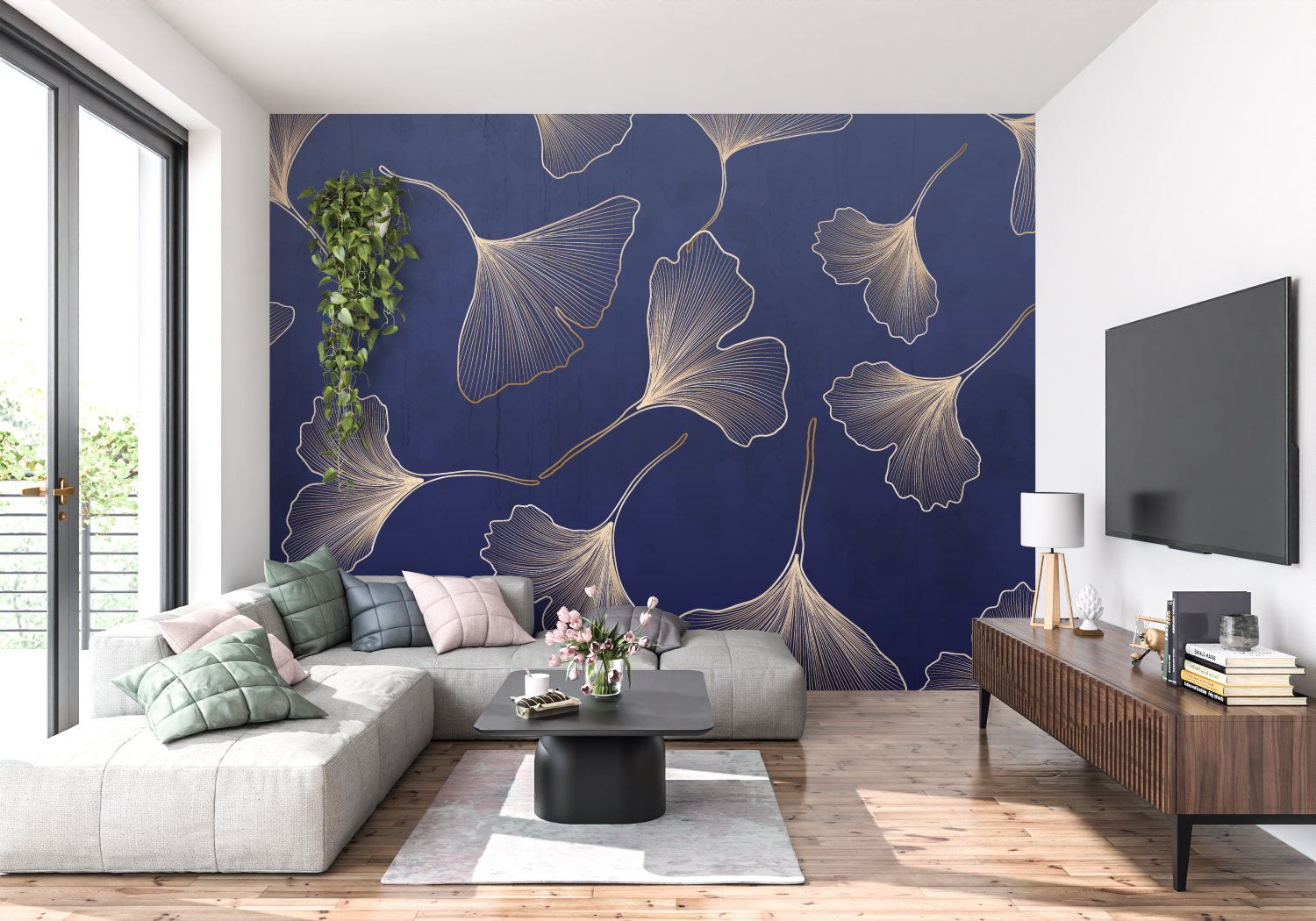 Blue Ginkgo Wallpaper | Murals Wallpaper