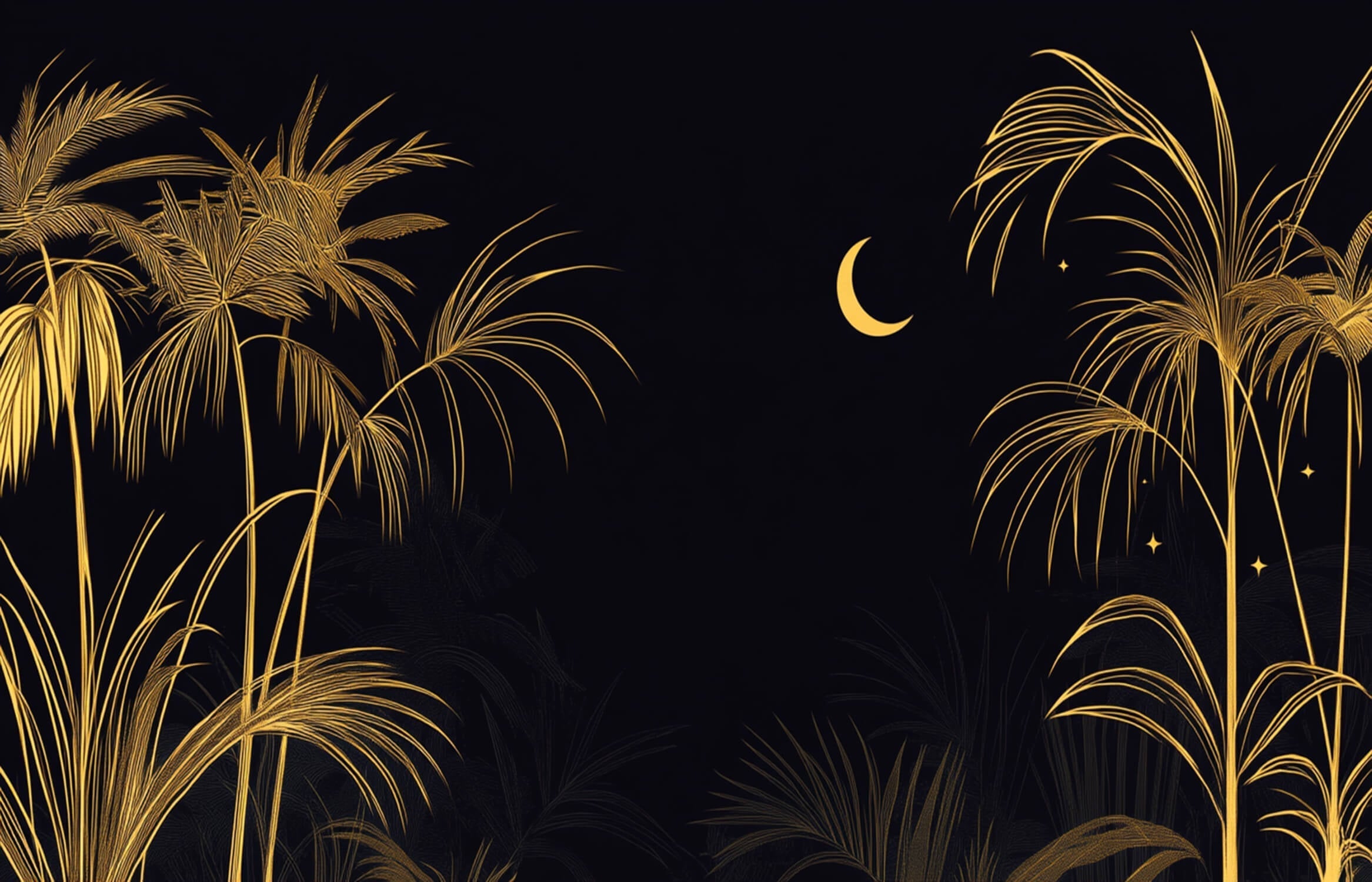 Black and Gold Palm Wallpaper | Murals Wallpaper