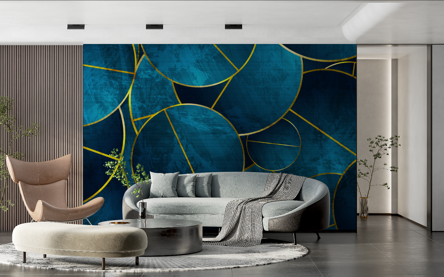 Teal and Gold Patterned Wallpaper | Murals Wallpaper