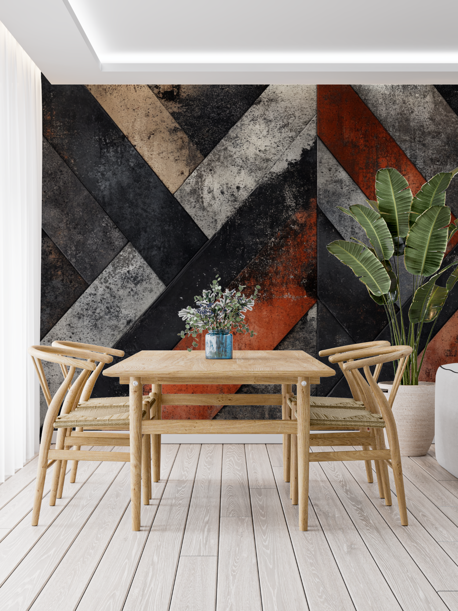 Terracotta and Anthracite Gray Wallpaper | Murals Wallpaper