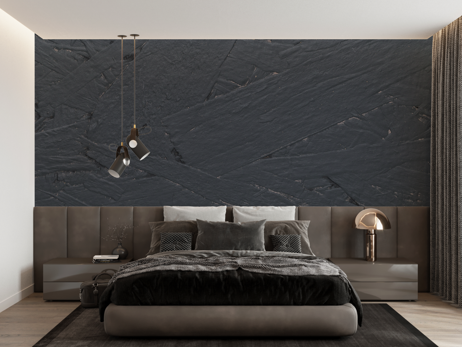 Dark Gray Wallpaper for Bedroom | Murals Wallpaper