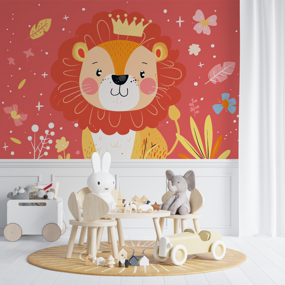 Red Baby Lion Wallpaper | Murals Wallpaper